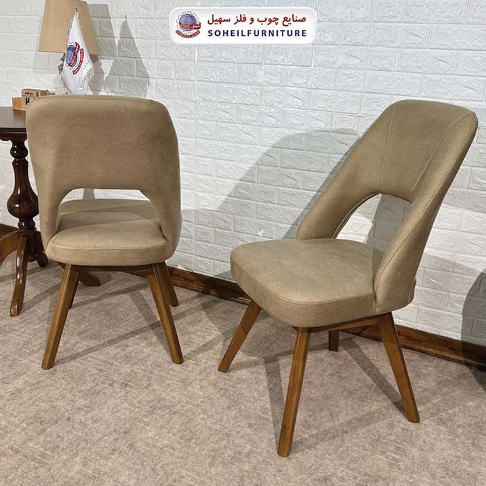 صندلی ناهارخوری چوبی مدرن مدل تیانا سهیل (نشیمن گردان 360 درجه) — تصویر ۲