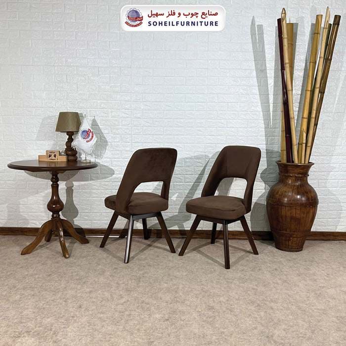 صندلی ناهارخوری چوبی مدرن مدل تیانا سهیل (نشیمن گردان 360 درجه) — تصویر ۸