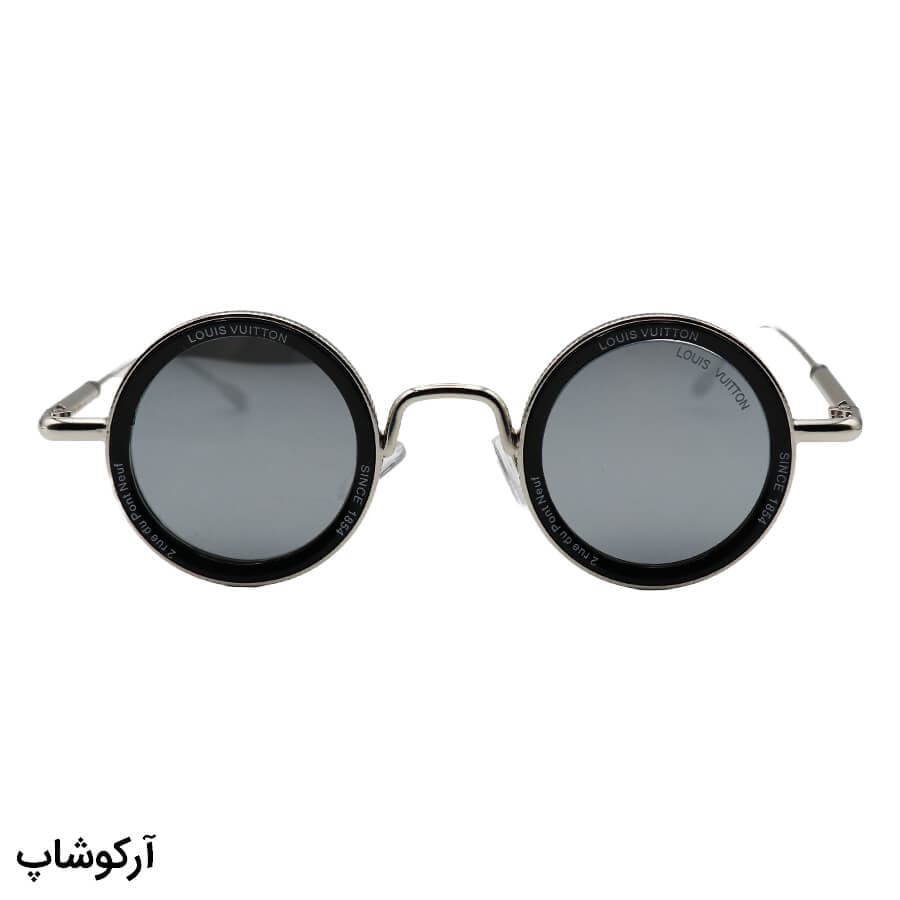 عینک آفتابی فانتزی Louis Vuitton با فریم گرد، رنگ نقره‌ای، از جنس فلزی و لنز آینه‌ای مدل 25552 — تصویر ۳