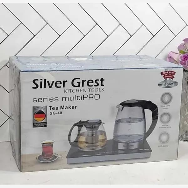 چای ساز سیلور گرست مدل SG-40 لمسی پیرکسی ظرفیت 2 لیتر ، بدنه شیشه‌ای کتری و قوری + (گارانتی طلایی) — تصویر ۴