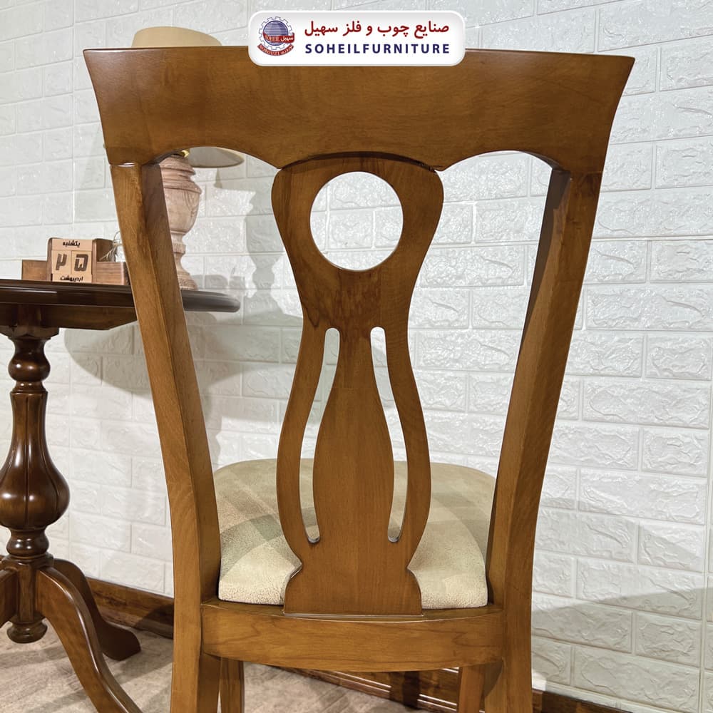 صندلی ناهارخوری چوبی مدرن مدل آناهل بی دسته سهیل — تصویر ۵