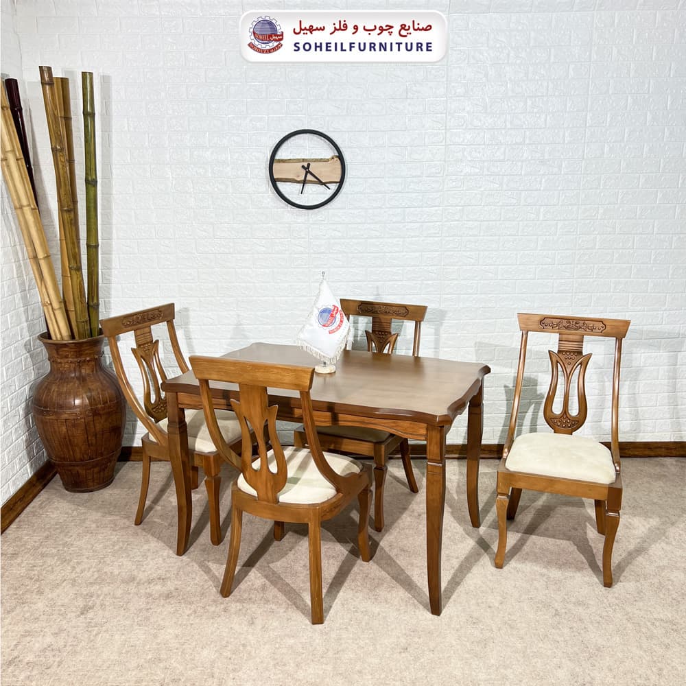 ست ناهارخوری چوبی 4نفره و 6نفره مدل ویکتوریا و صندلی لاله
