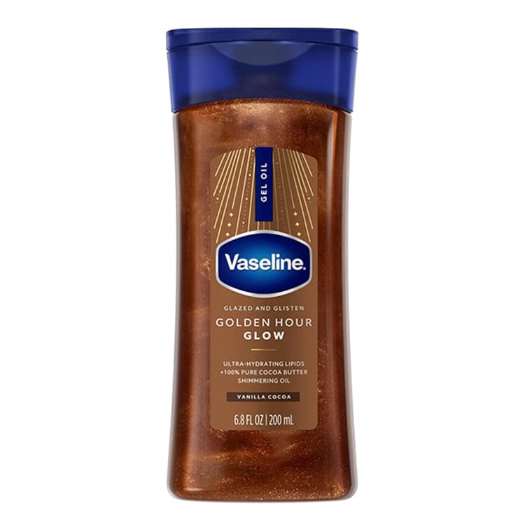 روغن بدن Vaseline مدل Golden Hour Glow Vanilla Cocoa حجم 200 میلی لیتر