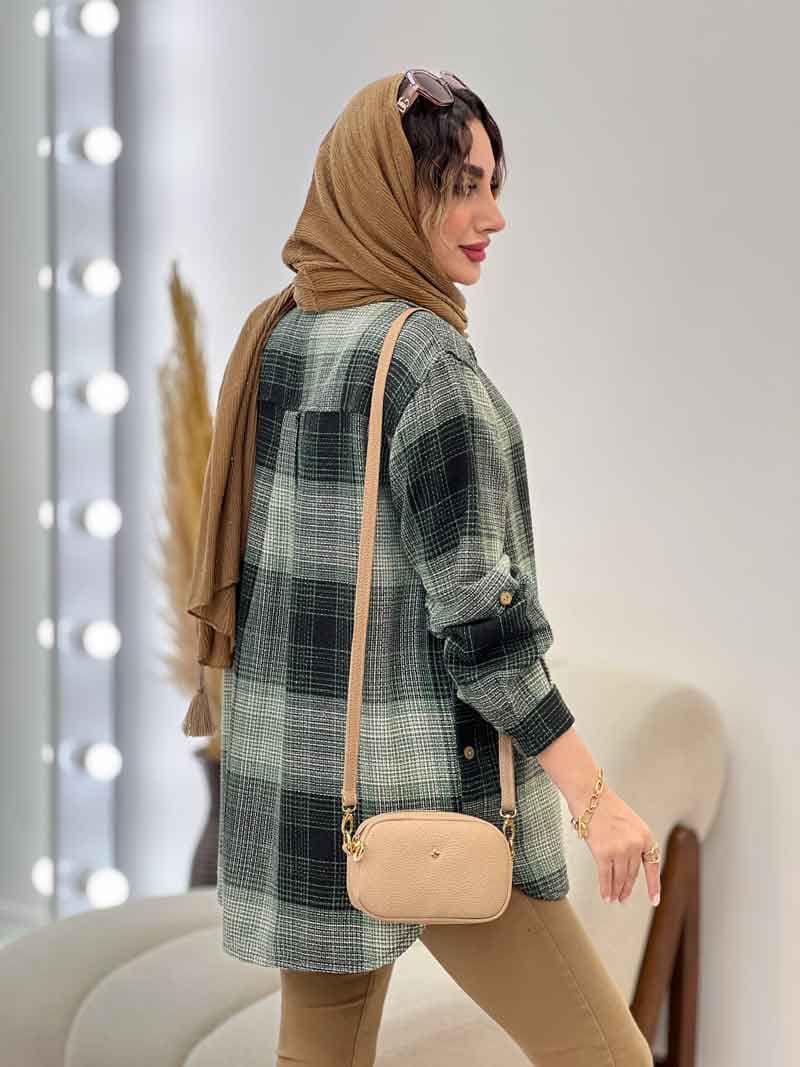مانتو چهارخونه تک جیب پایین هلال کد 5273 — تصویر ۸