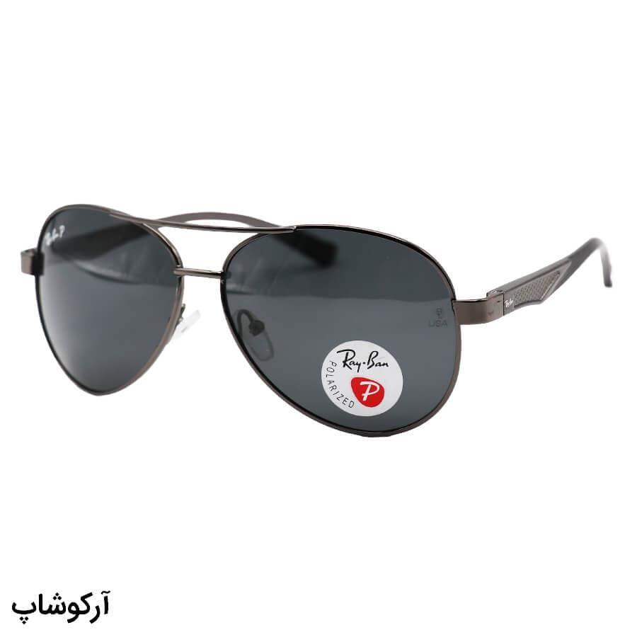 عینک آفتابی ریبن با فریم خلبانی، رنگ نوک مدادی و لنز دودی تیره و پلاریزه مدل P2029