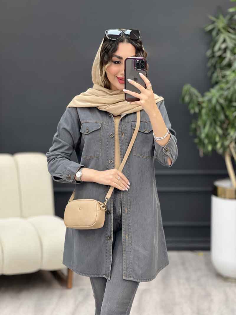مانتو جین دو جیب پاکتی مرسانا کد 5257 — تصویر ۶