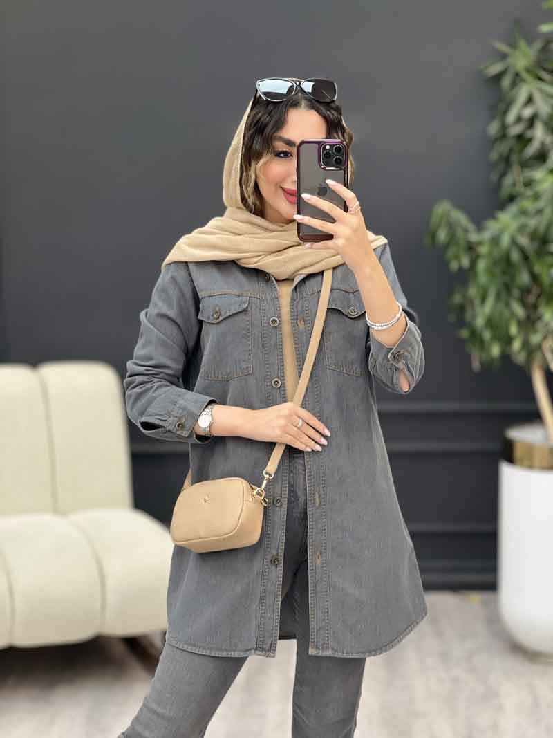 مانتو جین دو جیب پاکتی مرسانا کد 5257 — تصویر ۲