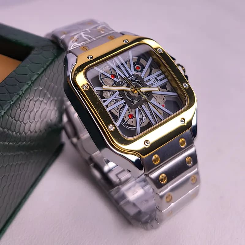 ساعت مچی مردانه کارتیر Cartier نقره ای طلایی بند استیل مدل R13002 — تصویر ۲