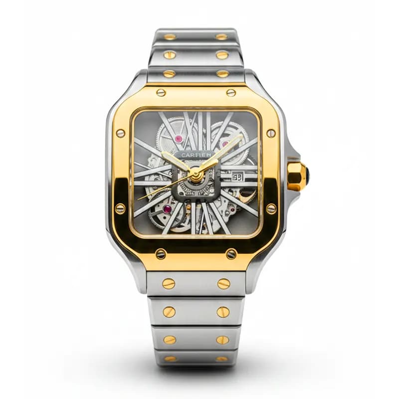 ساعت مچی مردانه کارتیر Cartier نقره ای طلایی بند استیل مدل R13002
