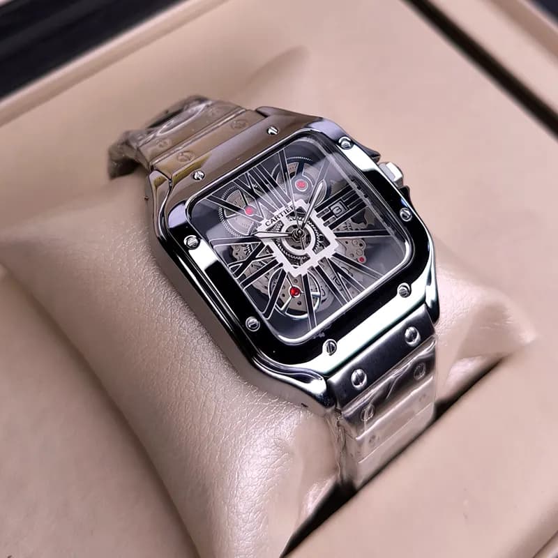 ساعت مچی مردانه کارتیر Cartier نقره ای طلایی بند استیل مدل R13002 — تصویر ۱۰