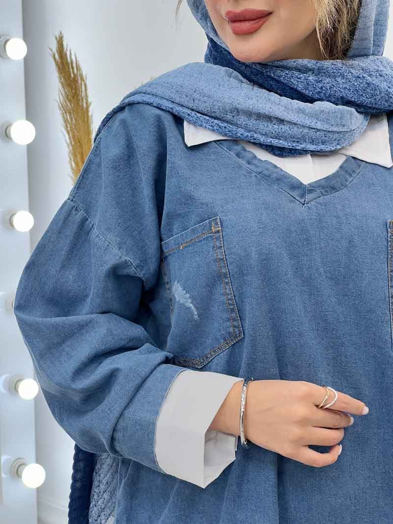 جین ترکیبی دو جیب زاپ دار کد 5233 — تصویر ۵