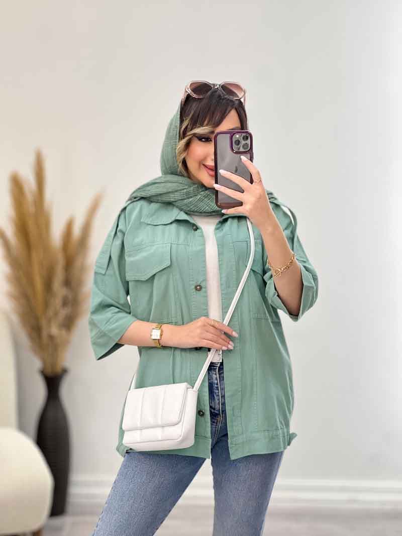 مانتو سرشانه پاگن دو جیب کد 5252 — تصویر ۸
