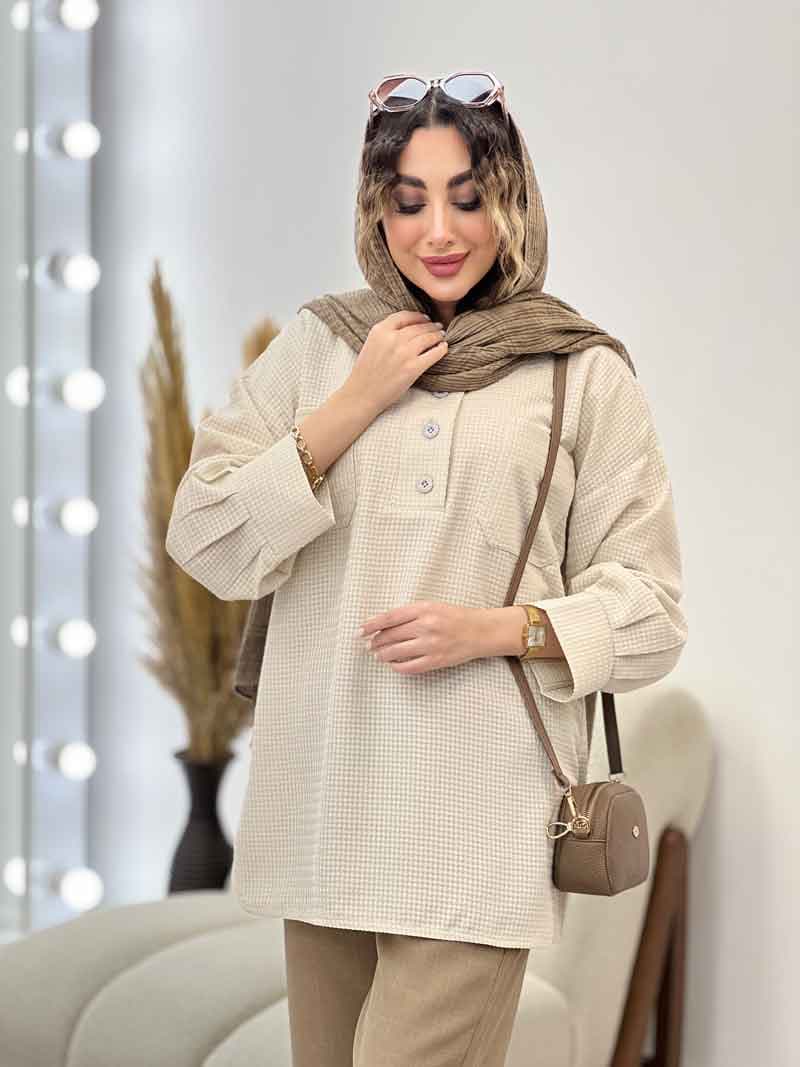 مانتو آستین پیله یقه سه دکمه کد 5220 — تصویر ۸