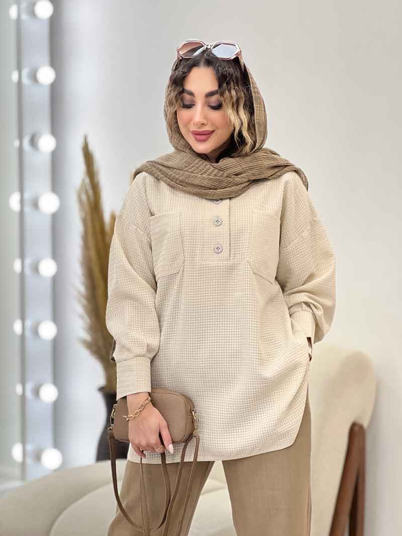 مانتو آستین پیله یقه سه دکمه کد 5220 — تصویر ۴