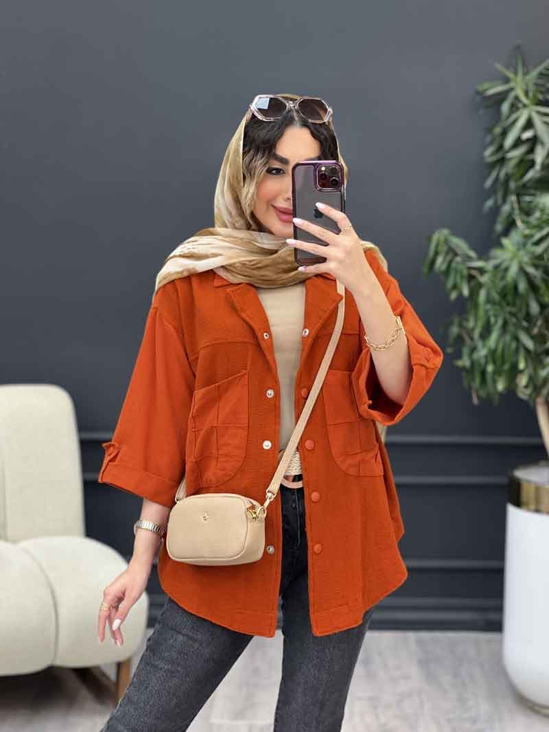 مانتو ترکیبی دو جیب برش دار کد 5188 — تصویر ۷
