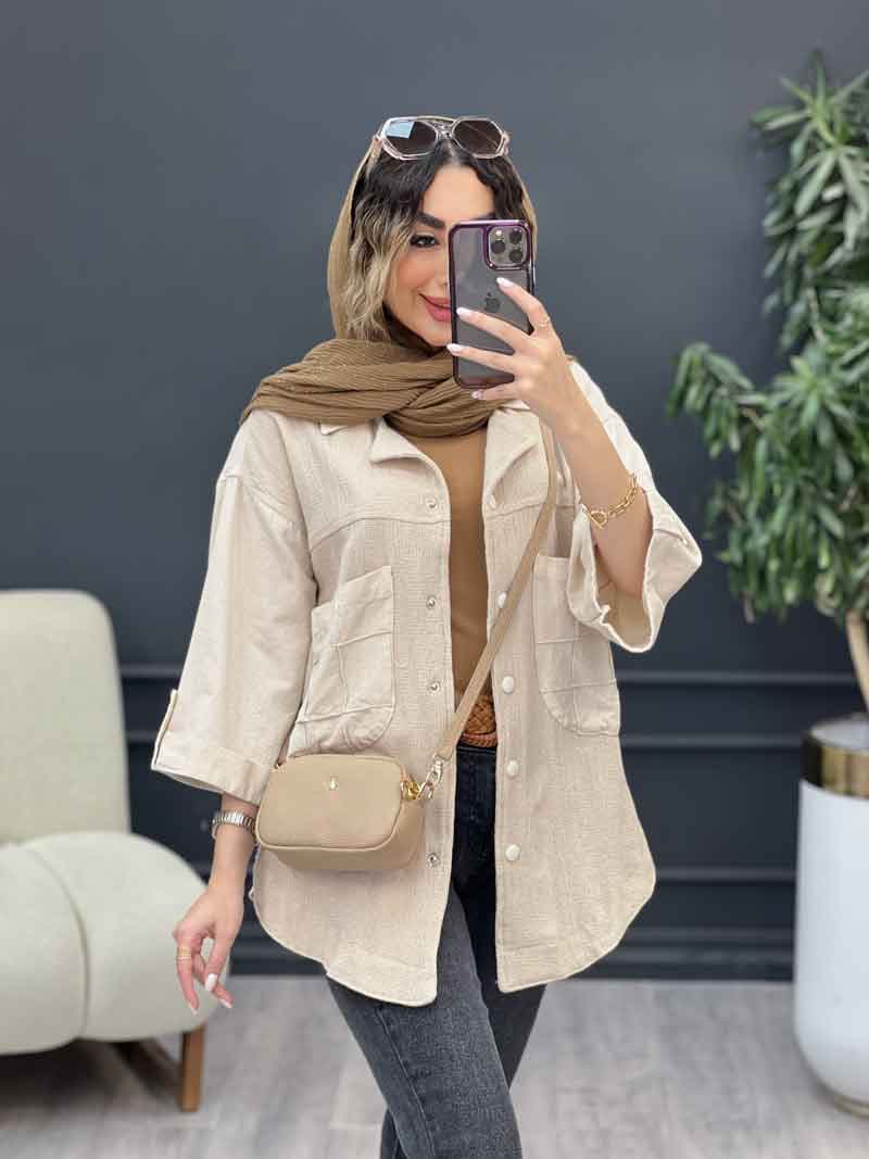مانتو ترکیبی دو جیب برش دار کد 5188 — تصویر ۳