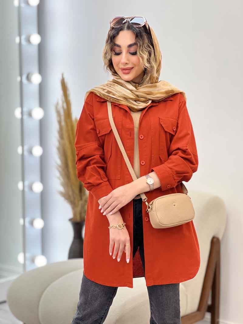 مانتو دو جیب پاکتی پیله دار کد 5137 — تصویر ۲
