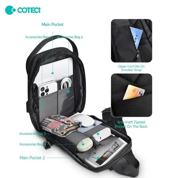 کیف شانه ای کراس بادی قفل دار کوتسی مدل Coteci 14061 — تصویر ۴