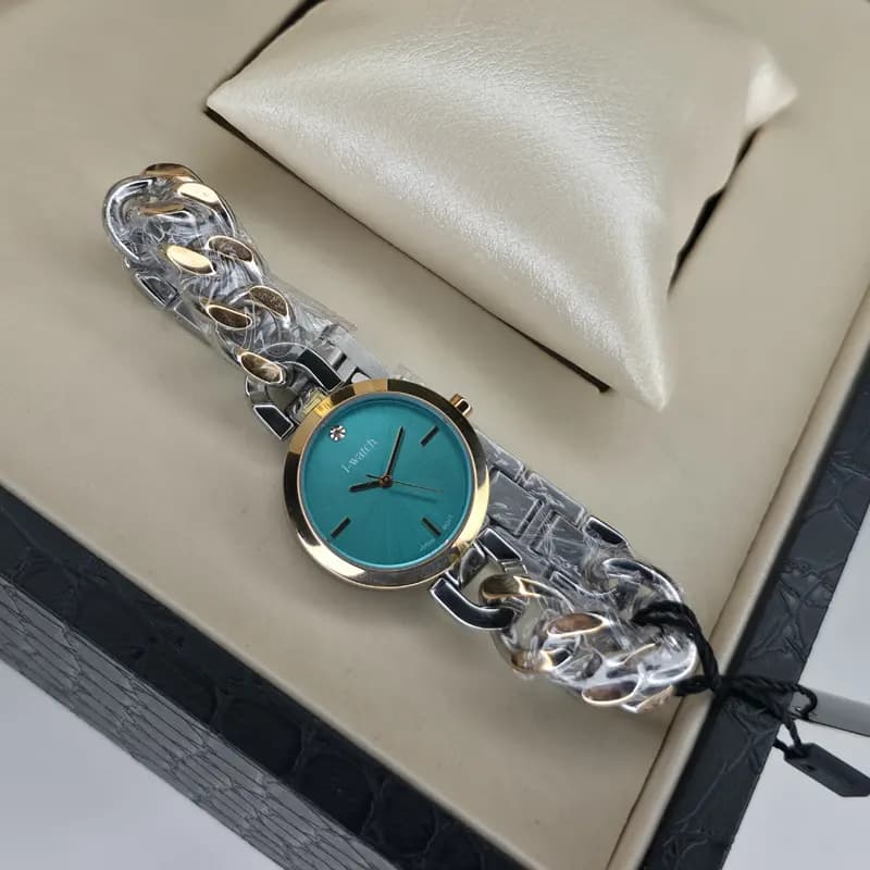 ساعت مچی زنانه آی واچ اورجینال ژاپن نقره ای رزگلد فیروزه ای مدل 190278L — تصویر ۸