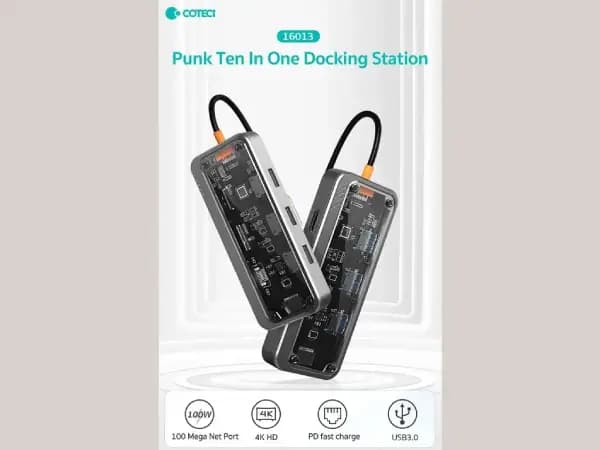 هاب 10پورت Type-C کوتسی مدل Coteci 16013 10-in-1 Multifunctional TYPE-C Docking — تصویر ۲