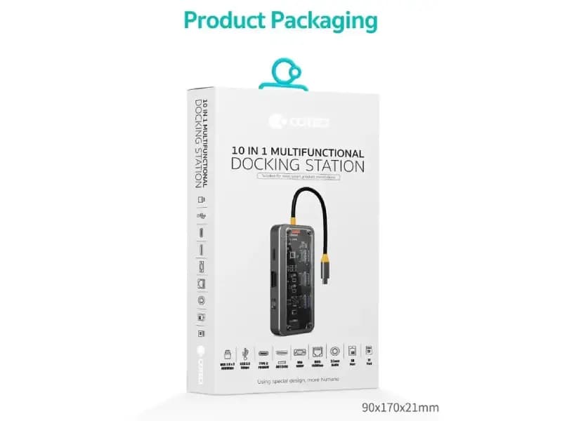 هاب 10پورت Type-C کوتسی مدل Coteci 16013 10-in-1 Multifunctional TYPE-C Docking — تصویر ۵