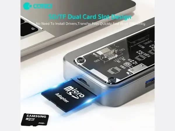 هاب 10پورت Type-C کوتسی مدل Coteci 16013 10-in-1 Multifunctional TYPE-C Docking — تصویر ۴