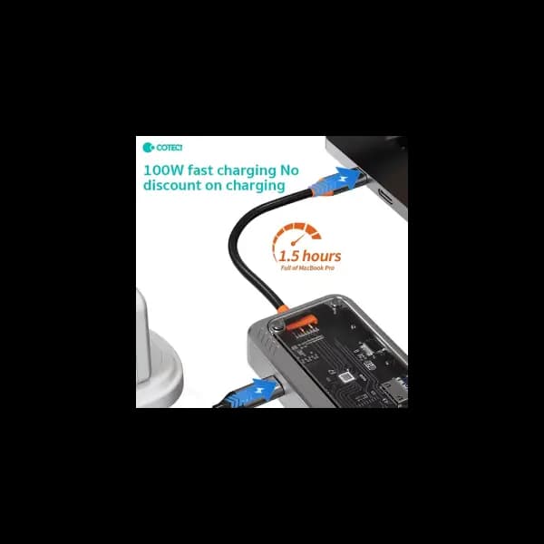 هاب 8 پورت Type-C کوتسی مدل Coteci 16016 8-in-1 Transparent USB-C Hub — تصویر ۲