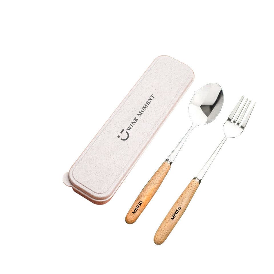 ست قاشق و چنگال مینیسو، مدل Wood Grain Stainless Steel Flatware Set ، طرح چوبی