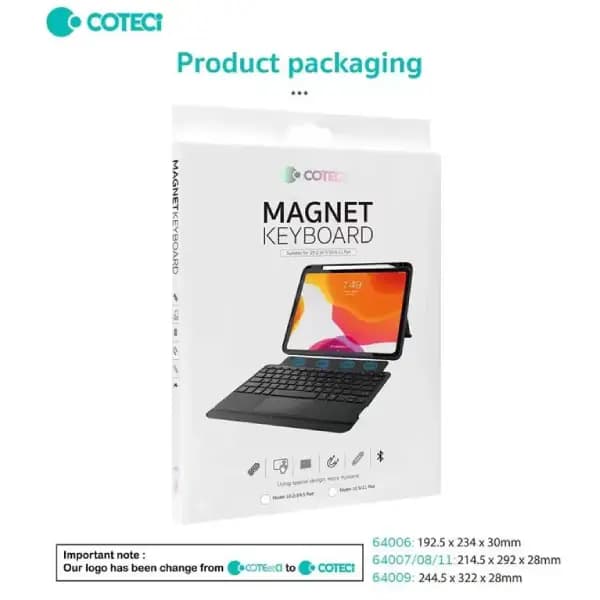 کاور کیبورددار مگنتی آیپد 10.9 و 11 اینچ کوتسی مدل Coteci Magnetice Sphit Keyboard Lither Case Ipad 10.9/11 64008 — تصویر ۶