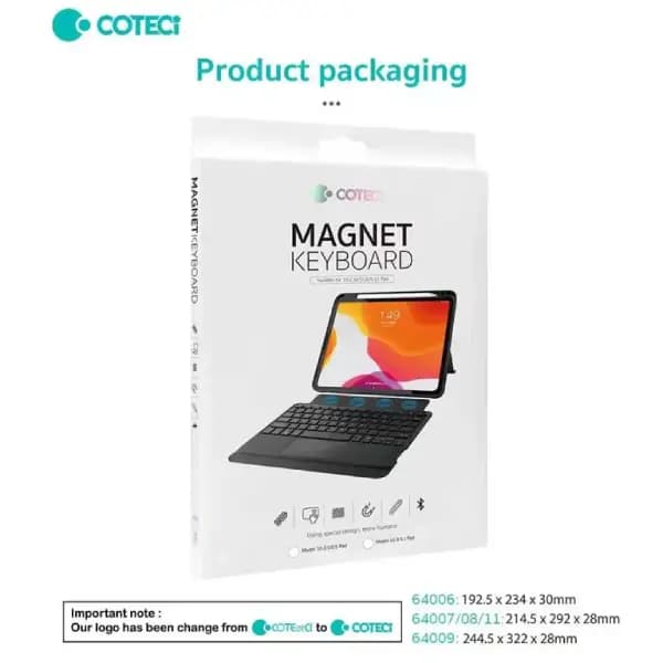 کاور کیبورددار مگنتی آیپد 10 اینچ کوتسی مدل Coteci Magnetice Sphit Keyboard Lither Case Ipad 10 64011 — تصویر ۶