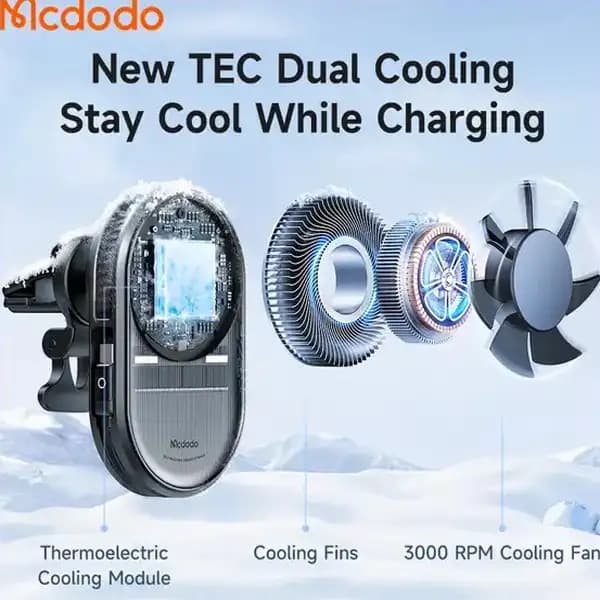 هولدر و نگهدارنده موبایل دریچه کولری و شارژ وایرلس مک دودو مدل Mcdodo MagQ Ultra Qi2 CH-8400 — تصویر ۵