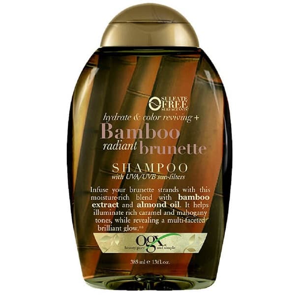 شامپو بامبو قهوه‌ای Bamboo Brunette اوجی ایکس OGX حجم 385 میل اصل – مغذی، بدون سولفات، محافظ رنگ کارامل و قهوه‌ای مو