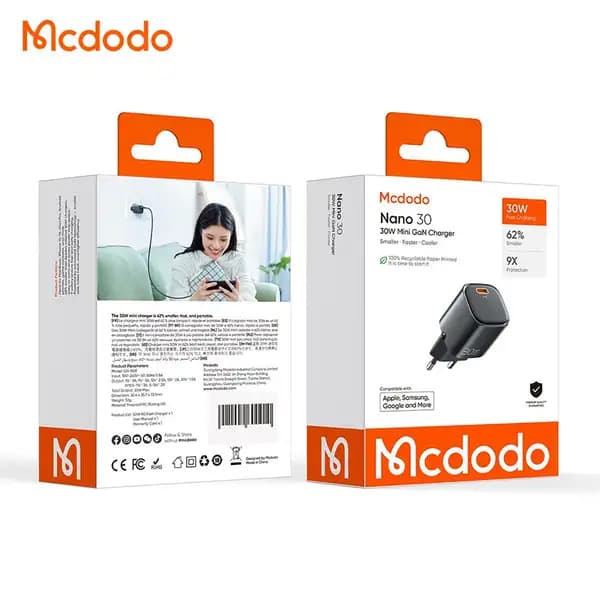 شارژر دیواری تایپ سی 30 وات مک دودو مدل Mcdodo CH-0080 Nano — تصویر ۸