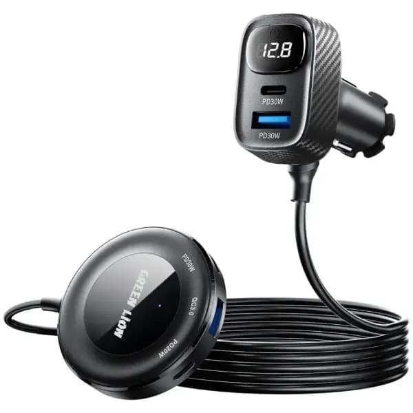 شارژر فندکی 5 در 1 گرین لاین مدل Green Lion 5-In-1 Multiport Car Charger Kit