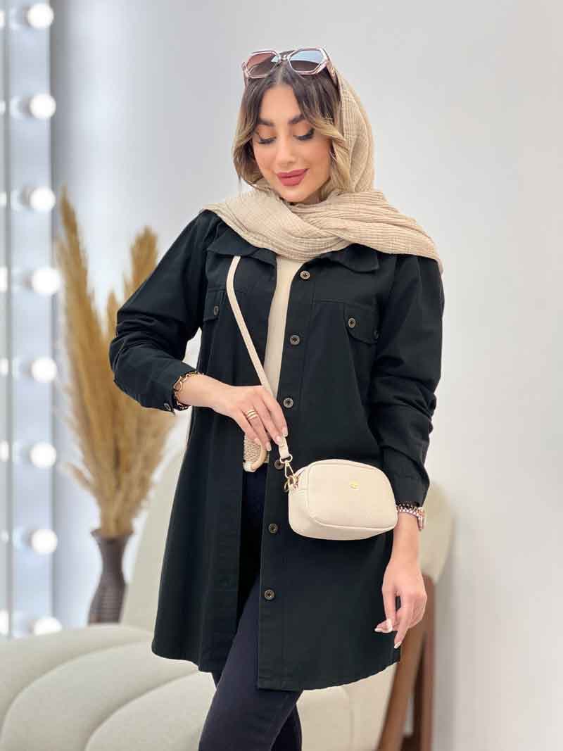 مانتو سر جیب دو دکمه جیب نما کد 4926 — تصویر ۳