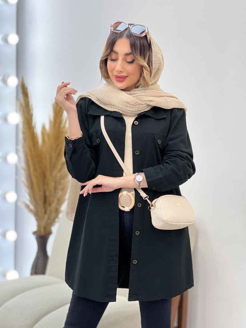 مانتو سر جیب دو دکمه جیب نما کد 4926 — تصویر ۷