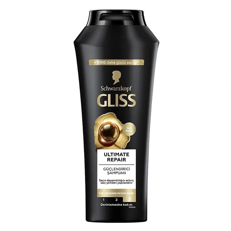 شامپو گلیس مشکی مخصوص موهای بسیار آسیب دیده مدل Gliss Ultimate Repair — تصویر ۲