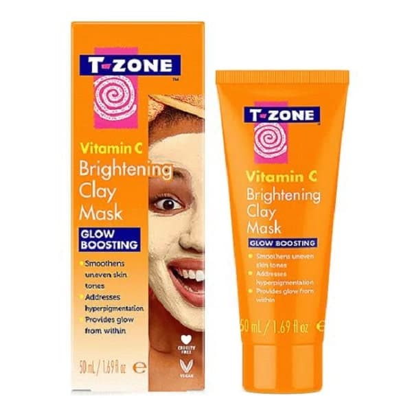 ماسک روشن کننده تی زون T-Zone اصل مدل Vitamin C Brightening Clay حجم 50 میل
