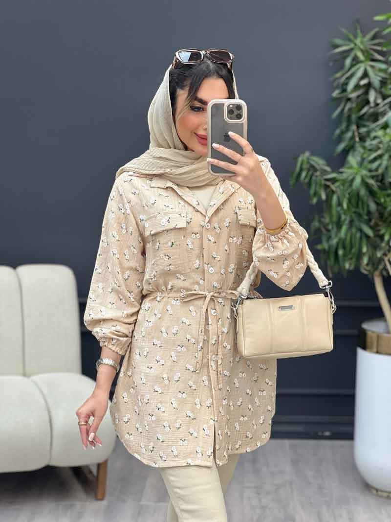 شومیز دو جیب گلی کد 5038 — تصویر ۷