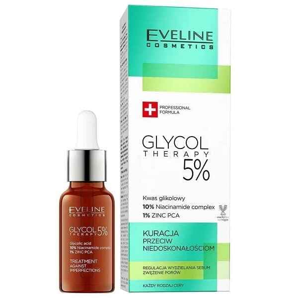 سرم لایه بردار اولاین Eveline مدل گلیکول تراپی GLYCL THERAPY 5% حجم 18 میل | ضد لک و کوچک کننده منافذ