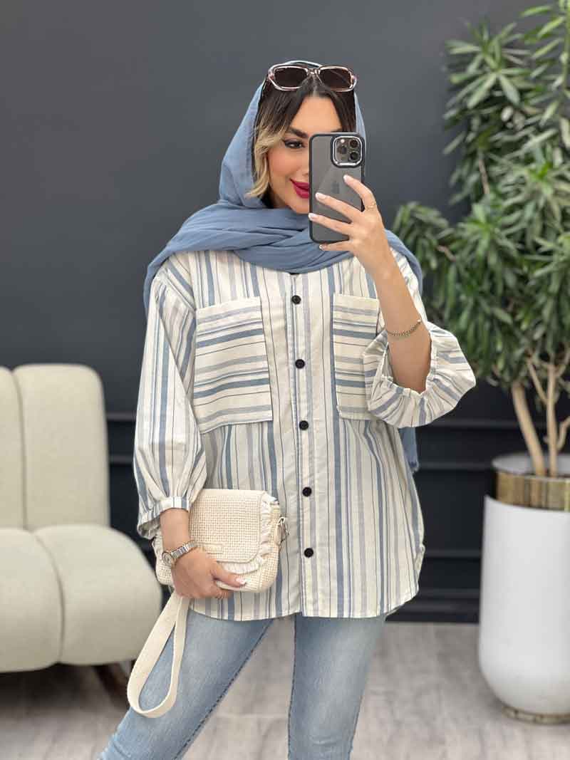 مانتو دو جیب آستین چین کد 4960 — تصویر ۶