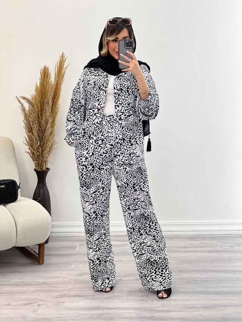 ست شومیز و شلوار طرح پلنگی کد 4910 — تصویر ۷