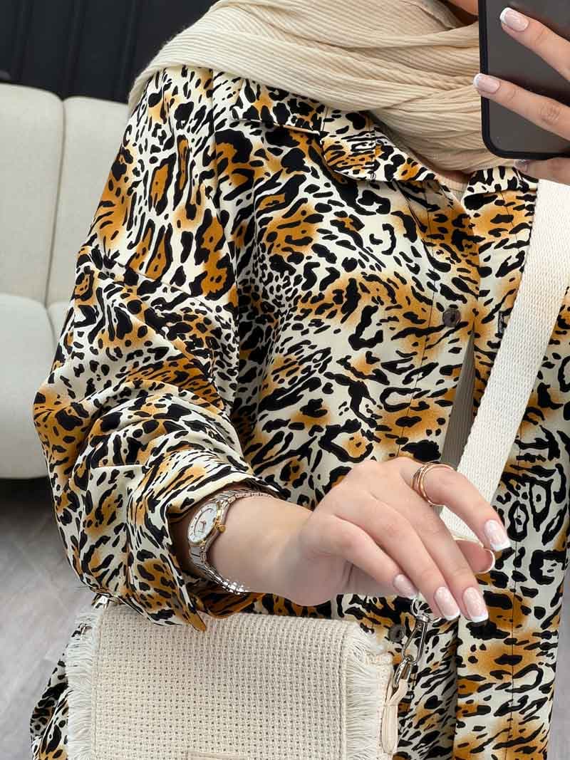 ست شومیز و شلوار طرح پلنگی کد 4910 — تصویر ۴