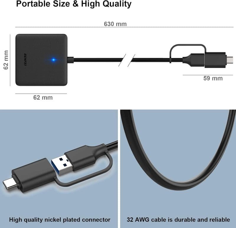 رم ریدر چندکاره BENFEI مدل USB-C 4-in-1 با سرعت 104MB/sرم ریدر چندکاره — تصویر ۴