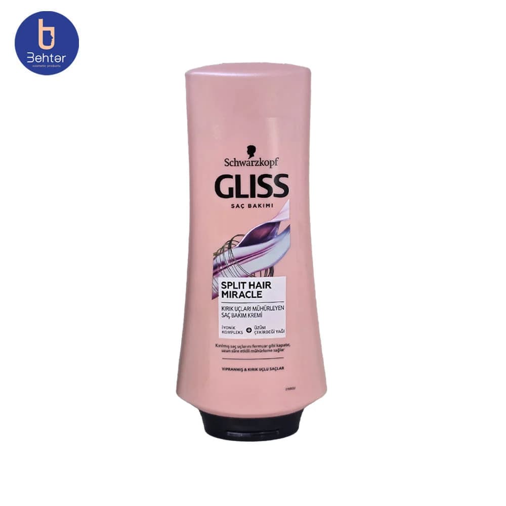 نرم کننده گلیس مخصوص موهای اسیب دیده و شکننده مدل Split Hair Miracle حجم 360میل Gliss conditioner for damaged and brittle hair, Split Hair Miracle model, volume 360 ​​ml