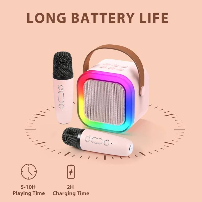 اسپیکر بلوتوثی همراه با دو میکروفون Fede Karaoke — تصویر ۶
