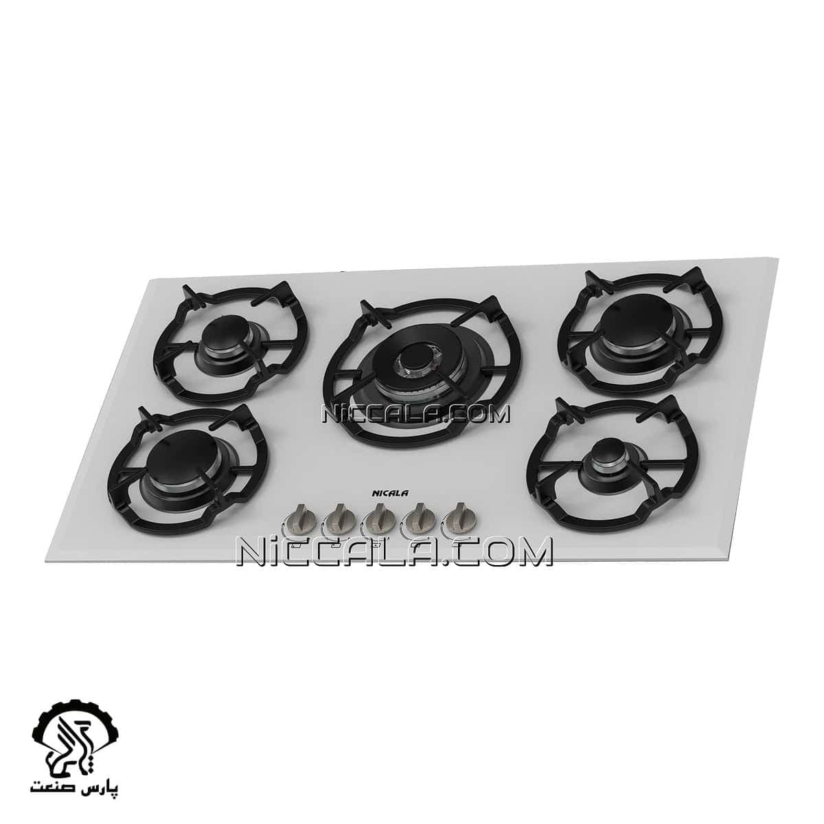 اجاق گاز صفحه ای نیک کالا چدن جزیره ای شیشه ای سفید مدل 3/GGH 304 — تصویر ۳