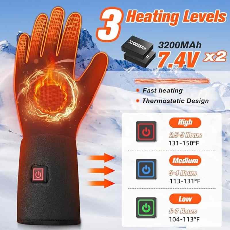 دستکش گرم شونده Eventek مدل HG-BK با باتری 3200 میلی آمپر ساعت — تصویر ۴