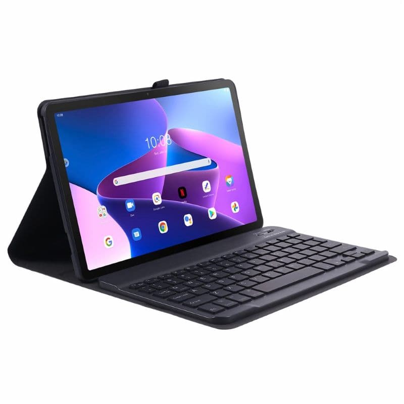 کاور محافظ با کیبورد وایرلس برای تبلت Lenovo Tab M10 Plus نسل سوم 10.6 اینچ جنس چرم مصنوعی، روکش ضد خش، دارای کیبورد بلوتوث، رنگ سبز تیره — تصویر ۳