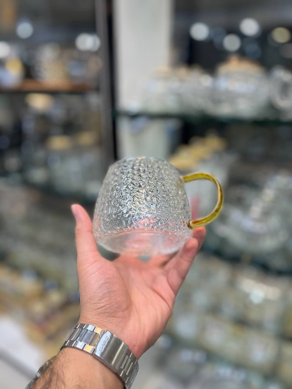 لیوان پیرکس برفی دسته عسلی — تصویر ۳